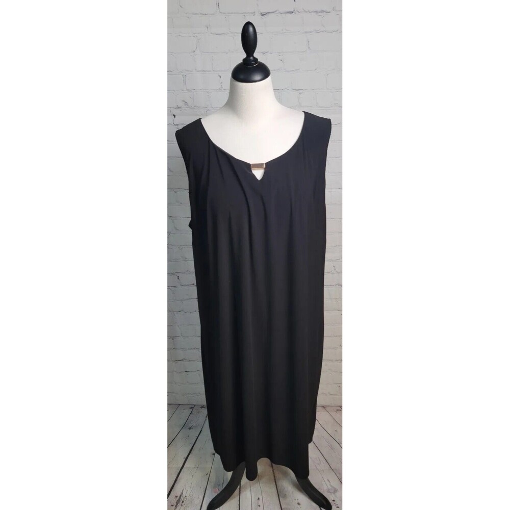 R&M Richards Woman Black Sleeveless Keyhole Dress size 18W Midi Stretch
